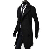 Fashion Men Autumn Jacket Long Trench Coat Warm Thicken Woolen Long Overcoat Quality Slim Black Male Overcoat Khaki Windbreaker