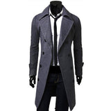 Fashion Men Autumn Jacket Long Trench Coat Warm Thicken Woolen Long Overcoat Quality Slim Black Male Overcoat Khaki Windbreaker