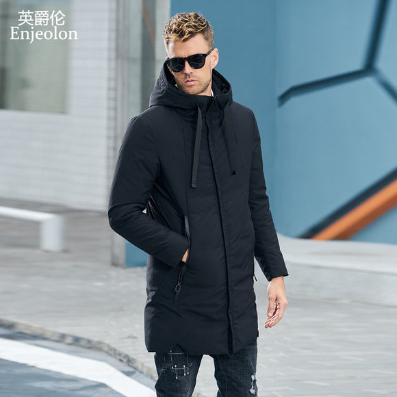 Enjeolon Brand Winter Jacket Men Long Parka Jacket Thick Hat Parka Coat Men Quilted Winter Jacket Coat 3XL Clothes MF0060