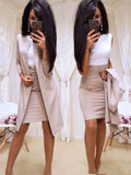 Office Lady Formal Dress 2019 New Suits Business Wear Women Long Blazer Jacket Sheath Dress 2 Piece Women's Sets