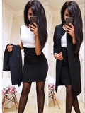 Office Lady Formal Dress 2019 New Suits Business Wear Women Long Blazer Jacket Sheath Dress 2 Piece Women's Sets