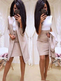 Office Lady Formal Dress 2019 New Suits Business Wear Women Long Blazer Jacket Sheath Dress 2 Piece Women's Sets