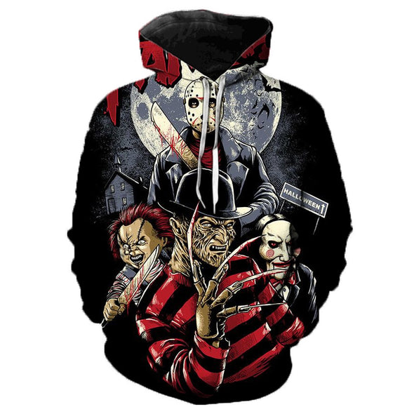 Freddy Jason Murderers Horror Movies 3D Printed Hoodies Men / Women Hooded Sweatshirts Spring Outerwear Unisex Polluver 3XS-5XL