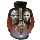 Freddy Jason Murderers Horror Movies 3D Printed Hoodies Men / Women Hooded Sweatshirts Spring Outerwear Unisex Polluver 3XS-5XL