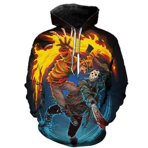 Freddy Jason Murderers Horror Movies 3D Printed Hoodies Men / Women Hooded Sweatshirts Spring Outerwear Unisex Polluver 3XS-5XL