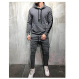 Men's sportswear, coat, hoodie, 2 pieces of autumn sports clothing, suitable for men's fitness leisure jogging pullover