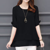 Korean fashion clothing 2019 shirts plus size 4XL-5XL chiffon blouse Half Solid lantern Sleeve women blouse and tops 3726 50