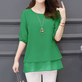 Korean fashion clothing 2019 shirts plus size 4XL-5XL chiffon blouse Half Solid lantern Sleeve women blouse and tops 3726 50