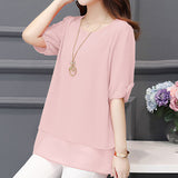 Korean fashion clothing 2019 shirts plus size 4XL-5XL chiffon blouse Half Solid lantern Sleeve women blouse and tops 3726 50