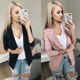 2019 Fashion Women Casual Suit Coat Business Blazer Long Sleeve Jacket Outwear Ladies Black pink Slim Blazer Coat