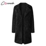 Conmoto Women Winter Suede Jacket 2019 Fashion High Street Caramel Long Coat Female Long Sleeve Faux Fur Coat Mujer Chic Jacket